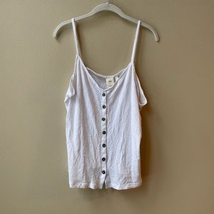 H&M White Linen Button Tank
